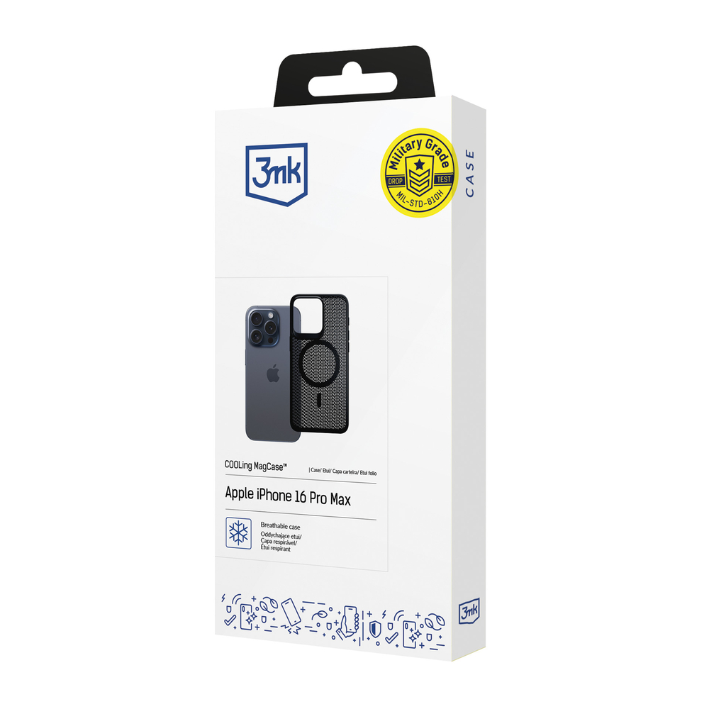 3mk COOLing MagCase dėklas, skirtas Apple iPhone 16 Pro Max - juodas