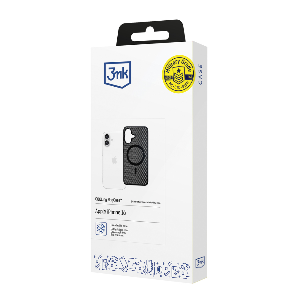 3mk COOLing MagCase, skirtas Apple iPhone 16 - juodas