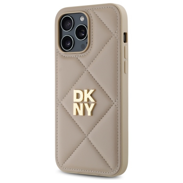 DKNY dygsniuotas dėklas iPhone 14 Pro Max – smėlinis