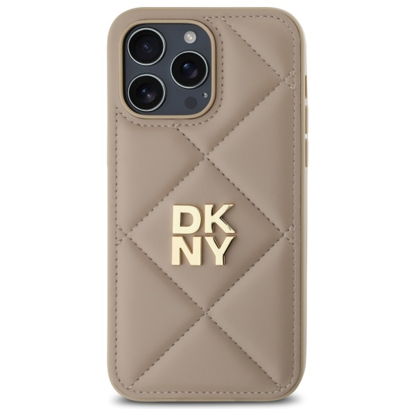DKNY dygsniuotas dėklas iPhone 14 Pro Max – smėlinis