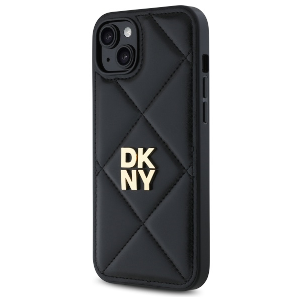 DKNY Quilted Stack Logo dėklas iPhone 15 Plus – juodas