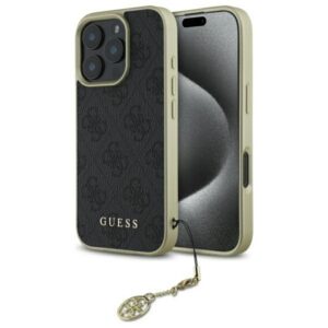 Guess 4G Charms Collection dėklas iPhone 16 Pro – juodas