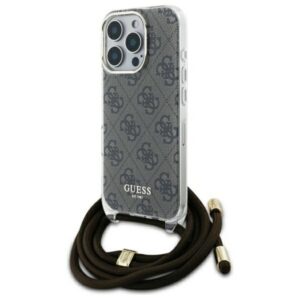 Guess Crossbody Cord 4G Print dėklas iPhone 16 Pro – rudas