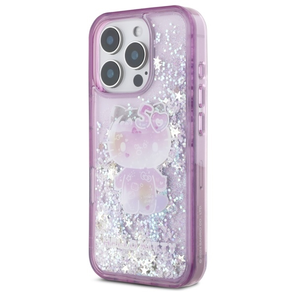 Hello Kitty Liquid Glitter dėklas iPhone 16 Pro – violetinis