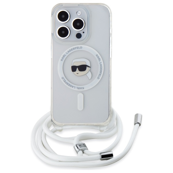 Karl Lagerfeld Crossbody MagSafe dėklas iPhone 16 Pro – skaidrus