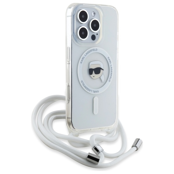 Karl Lagerfeld Crossbody MagSafe dėklas iPhone 16 Pro – skaidrus