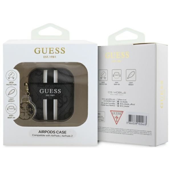 Guess AirPods 1/2 dėklas – juodas su pakabuku