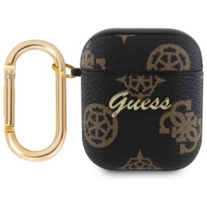Guess AirPods 1/2 dėklas su kabliuku – juodas