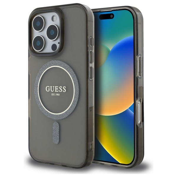 Guess MagSafe dėklas iPhone 16 Pro Max – juodas