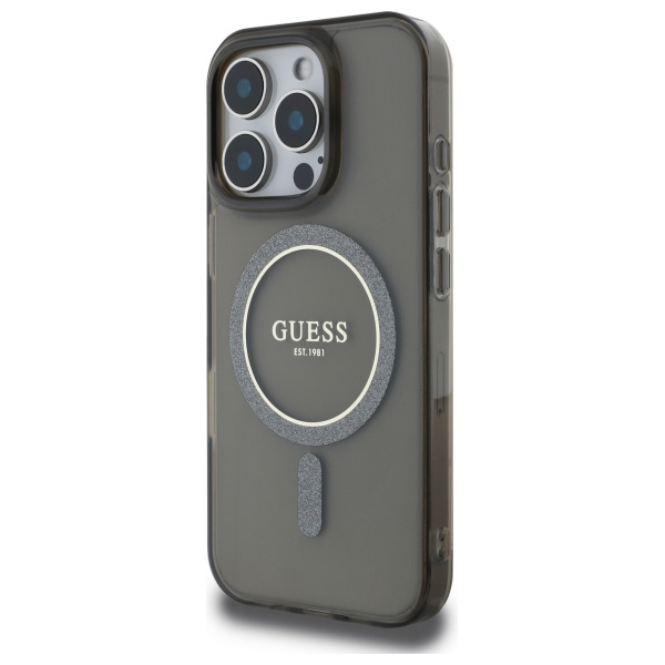 Guess MagSafe dėklas iPhone 16 Pro Max – juodas