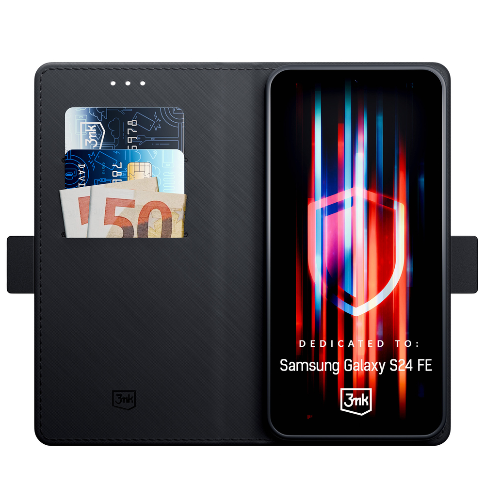 3mk piniginės dėklas, skirtas Samsung Galaxy S24 FE – juodas