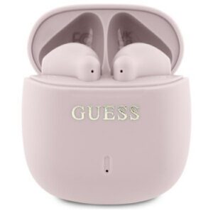 Guess Bluetooth ausinės GUTWSJ14ESGP TWS + prijungimo stotelė rožinė/rožinė spausdintas klasikinis logotipas