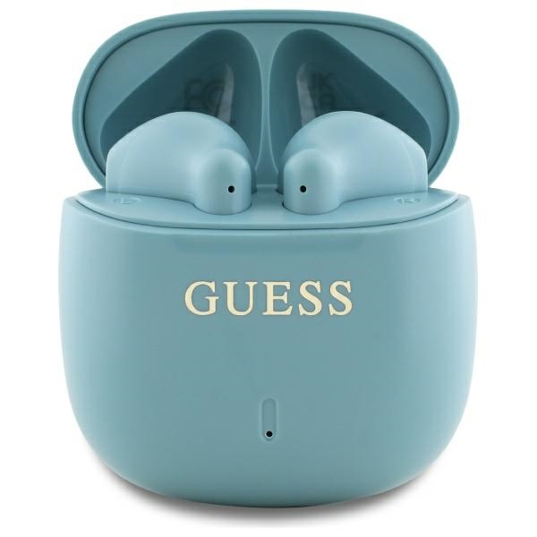 Guess Bluetooth ausinės GUTWSJ14ESGQ TWS + prijungimo stotelė turkio/turkio spalvos spausdintas klasikinis logotipas