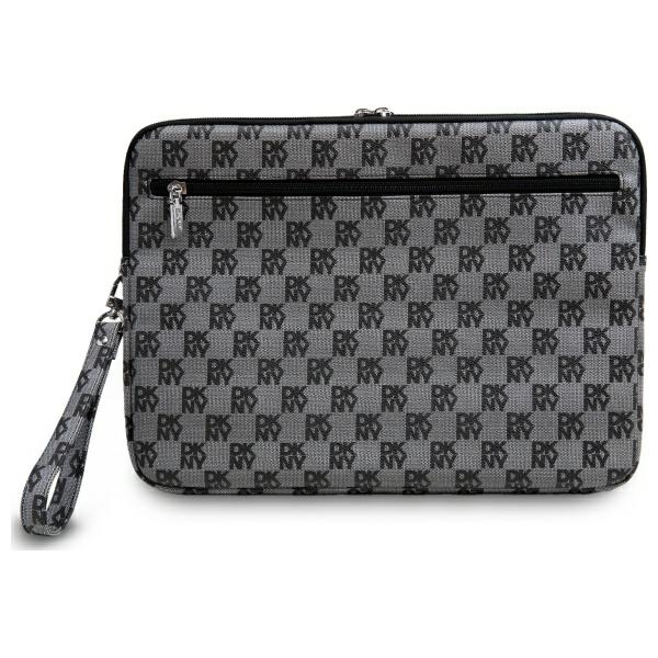 DKNY Sleeve Checkered Pattern Printed Stripes 14" nešiojamojo kompiuterio dėklas - juodas