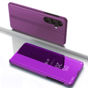 Atverčiamas dėklas Samsung Galaxy S25 Clear View – rožinis