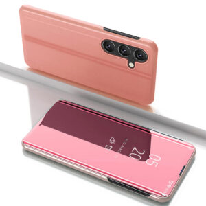 Dėklas Samsung Galaxy S25+ Clear View su atvartu – rožinis