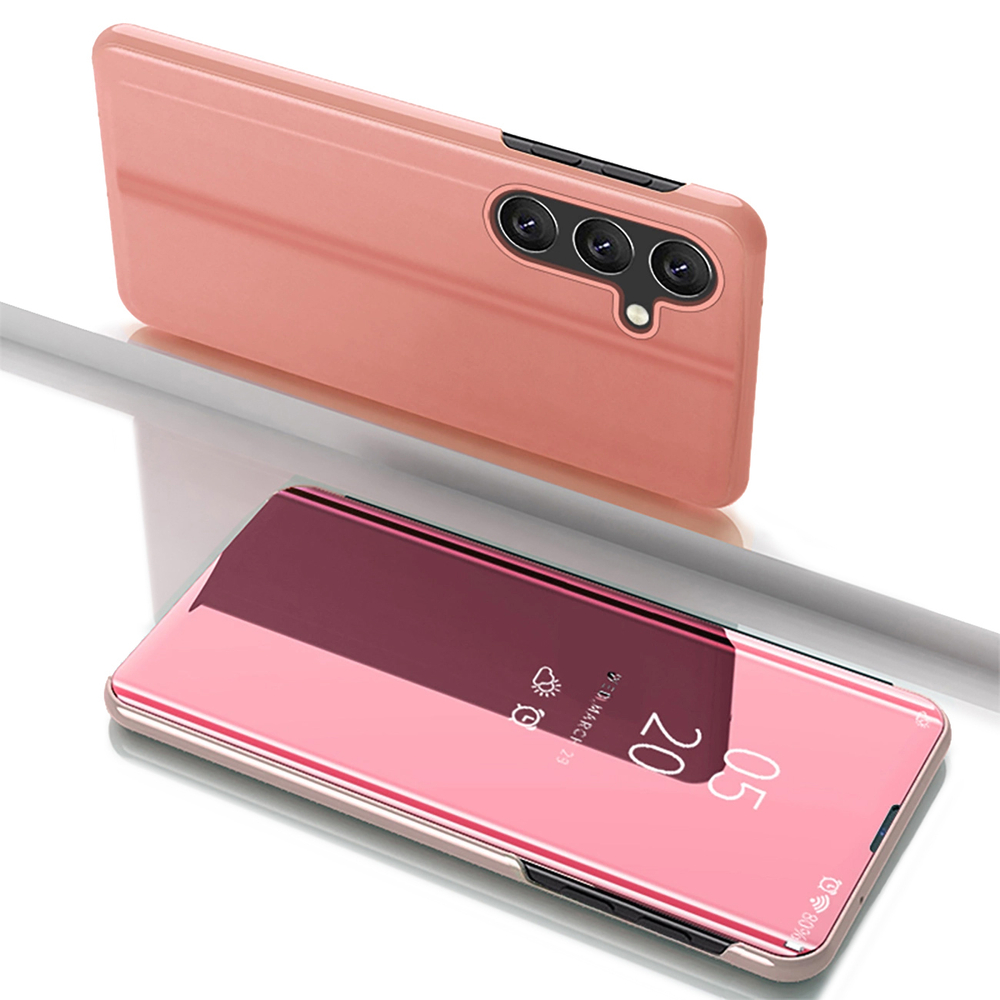 Dėklas Samsung Galaxy S25+ Clear View su atvartu – rožinis