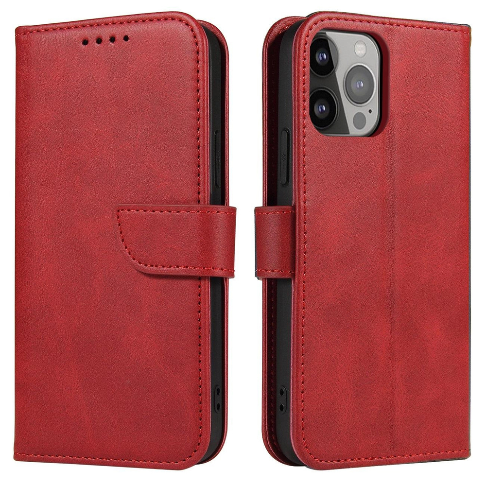 Magnetinis dėklas su atverčiamu dangteliu Samsung Galaxy S25+ – raudonas