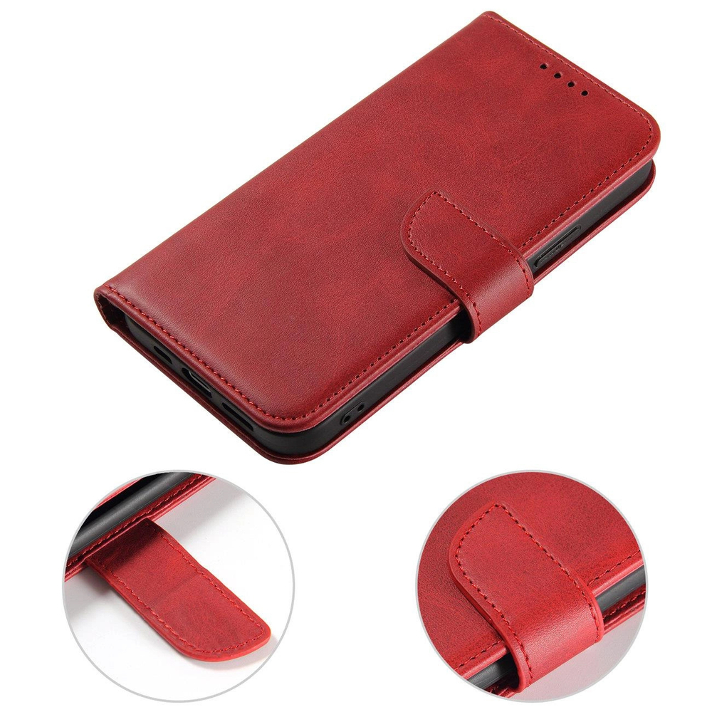 Magnetinis dėklas su atverčiamu dangteliu Samsung Galaxy S25+ – raudonas