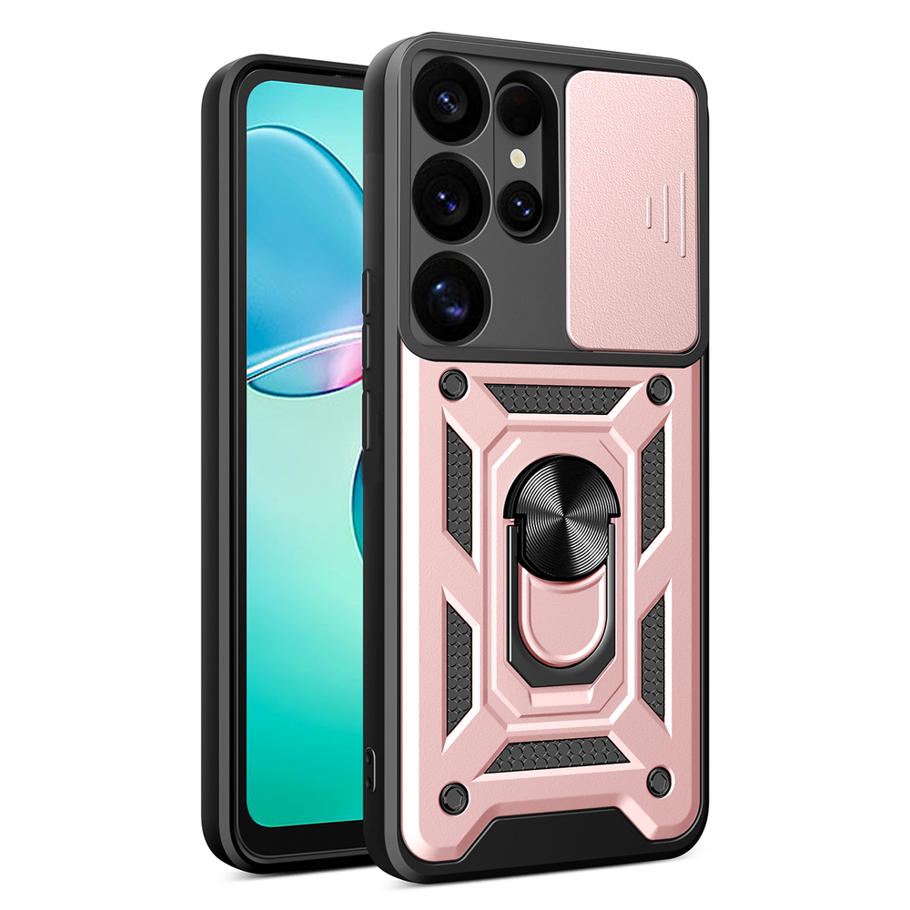 Hybrid Armor Camshield dėklas Galaxy S25 Ultra – rožinis