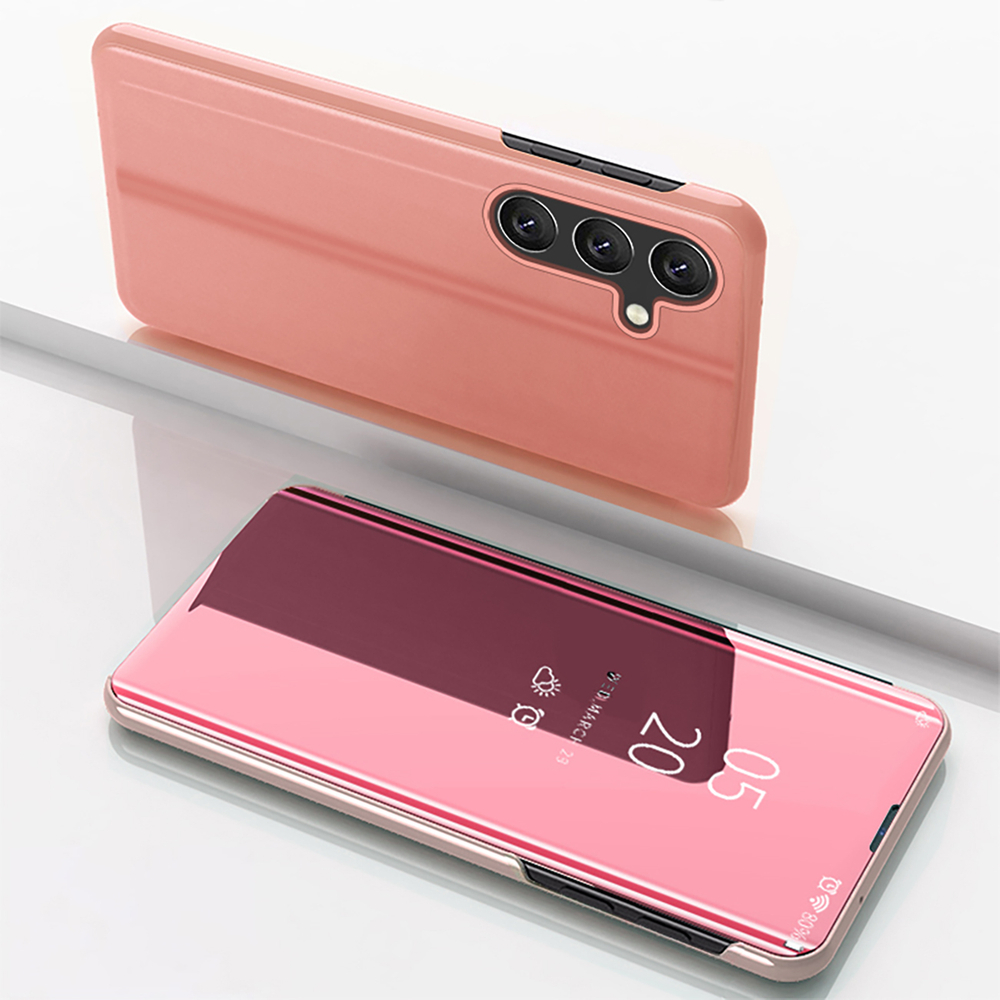 Samsung Galaxy S24 FE Clear View dėklas su atvartu – rožinis