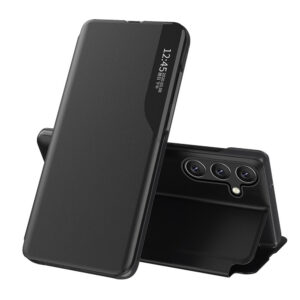 Atverčiamas eko odos dėklas Samsung Galaxy S24 FE – juodas