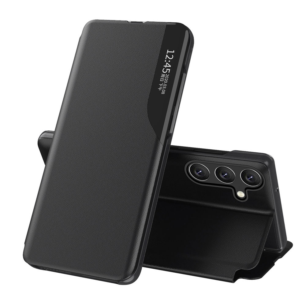 Atverčiamas eko odos dėklas Samsung Galaxy S24 FE – juodas