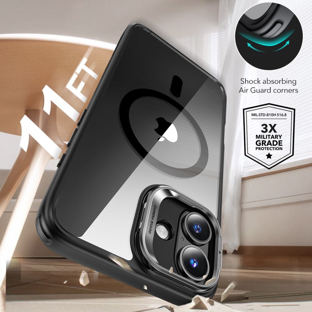 Dėklas ESR Classic Hybrid Kickstand HaloLock MagSafe iPhone 16 Plus, skaidrus/juodas