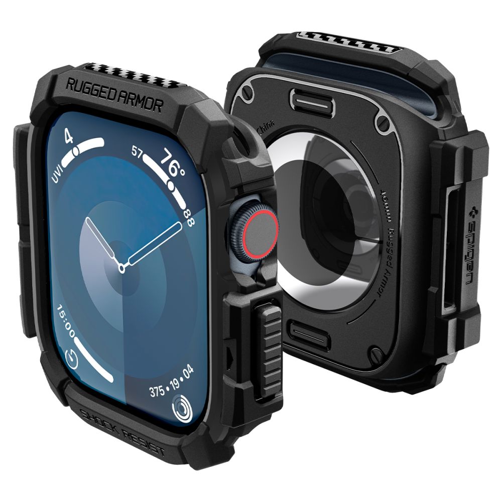 Dėklas Spigen Rugged Armor Apple Watch 10 / 11 (46 mm), matinis juodas
