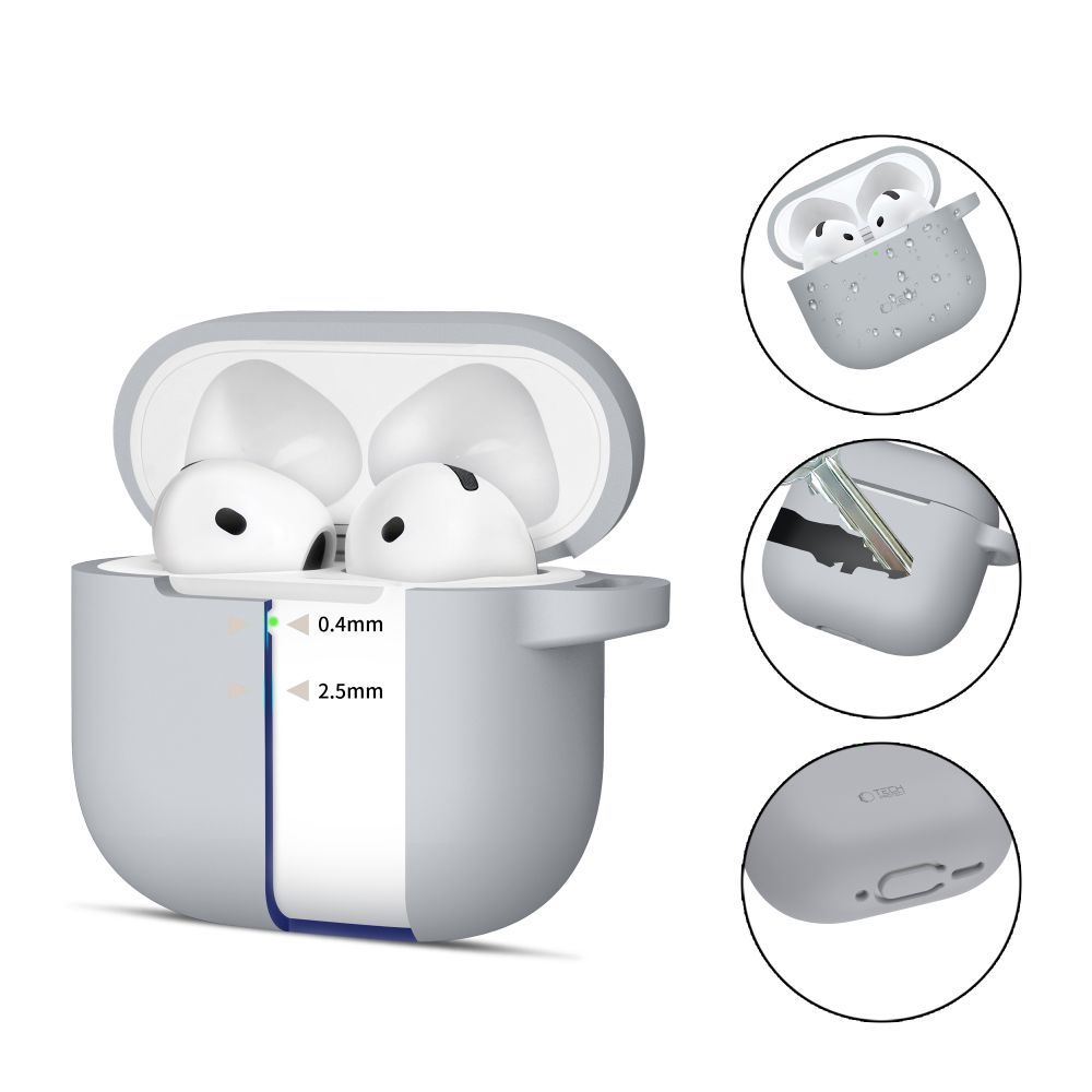 Dėklas Tech-Protect Silicone Hook Apple AirPods 4, pilkas