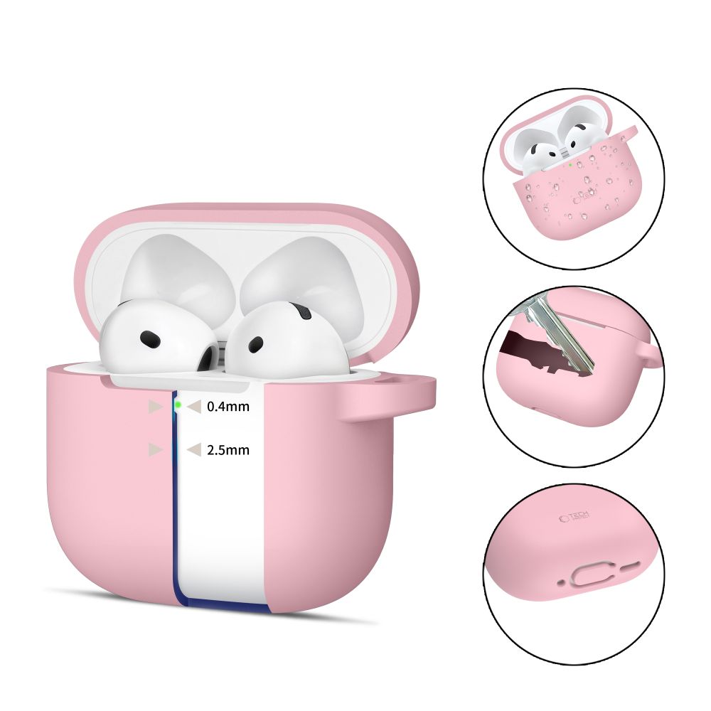 Dėklas Tech-Protect Silicone Hook Apple AirPods 4, dulsvai rožinis