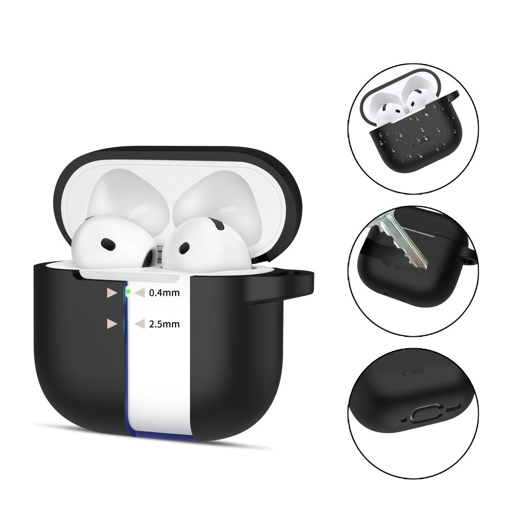 Dėklas Tech-Protect Silicone Hook Apple AirPods 4, juodas