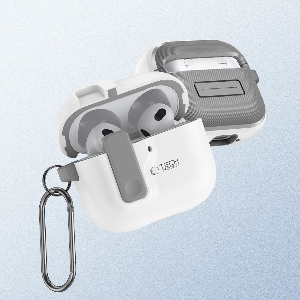 Dėklas Tech-Protect Slim Hook Apple AirPods 4, baltas