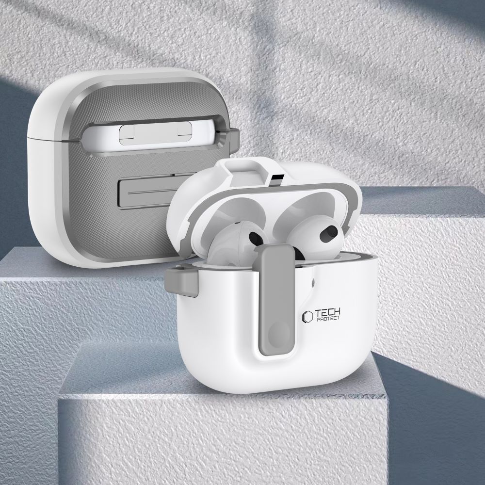 Dėklas Tech-Protect Slim Hook Apple AirPods 4, baltas