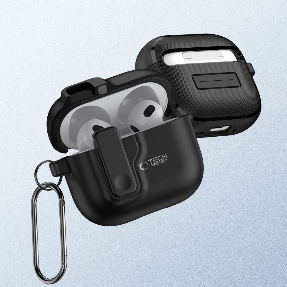 Dėklas Tech-Protect Slim Hook Apple AirPods 4, juodas