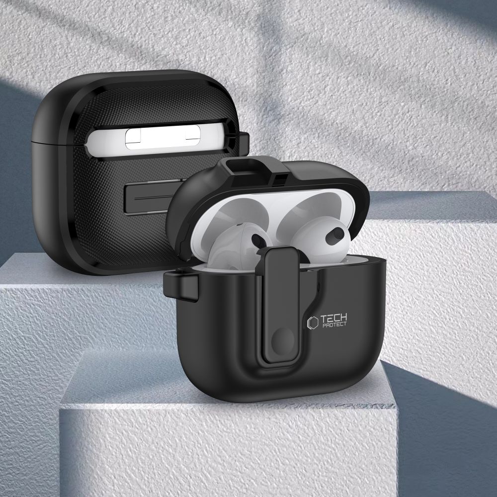 Dėklas Tech-Protect Slim Hook Apple AirPods 4, juodas