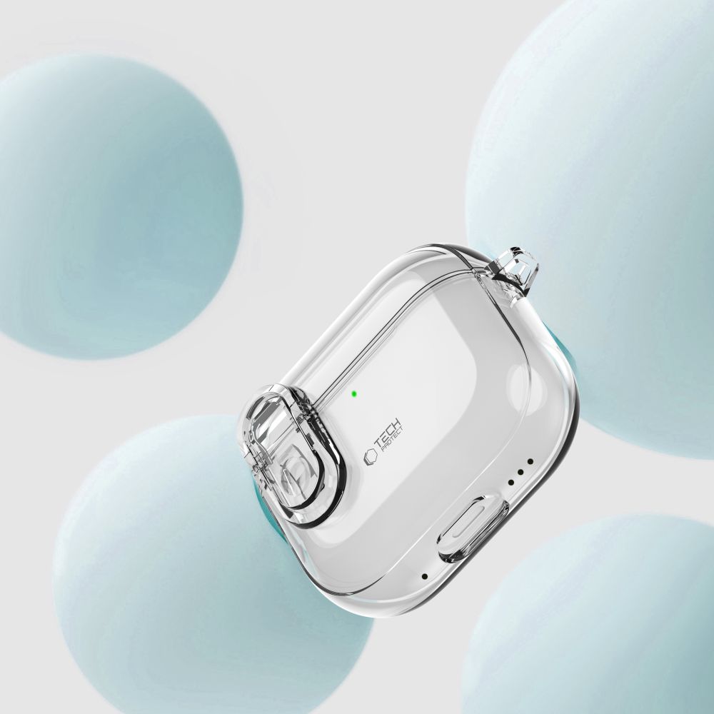 Dėklas Tech-Protect Slim Hook Apple AirPods 4, skaidrus