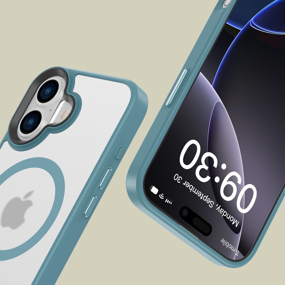 Dėklas Tech-Protect MagMat MagSafe iPhone 16, matinis melsvai žalias