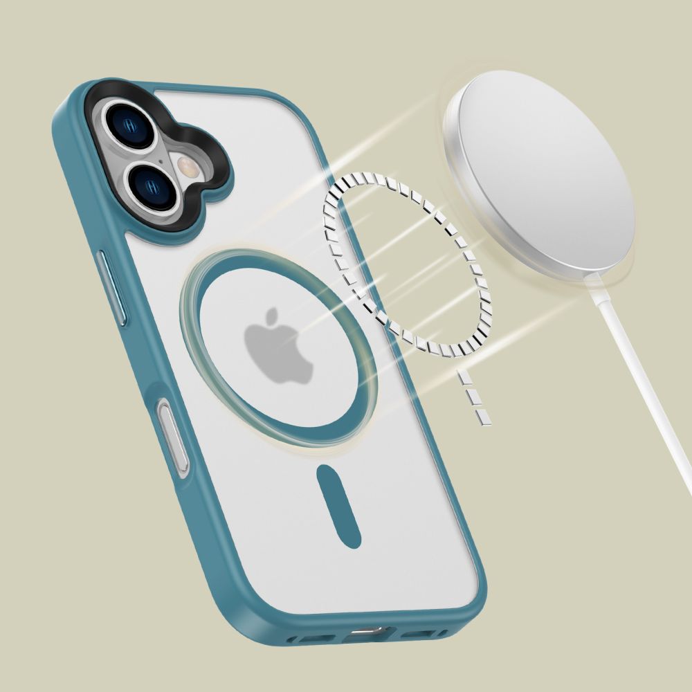 Dėklas Tech-Protect MagMat MagSafe iPhone 16, matinis melsvai žalias