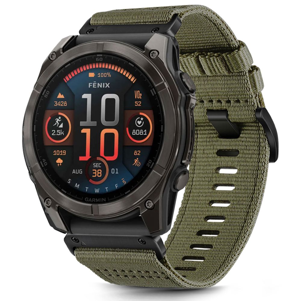 Dirželis Tech-Protect Nylon Classic Garmin Fenix 5X / 5X Plus / 6X / 6X Pro / 7X / 8 / 8 Pro (51 mm), alyvuogių žalias