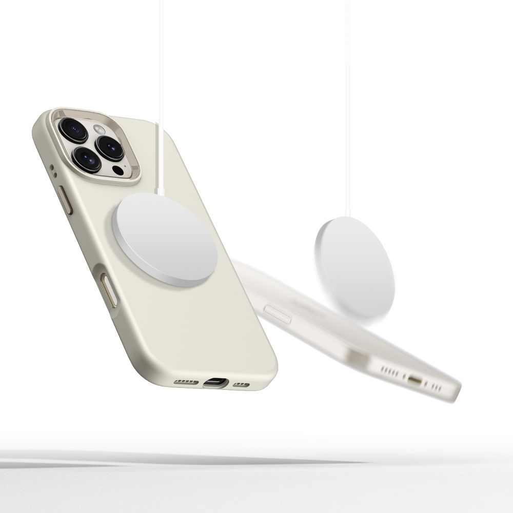 Dėklas Tech-Protect Silicone Pure MagSafe iPhone 16 Pro, kreminės spalvos