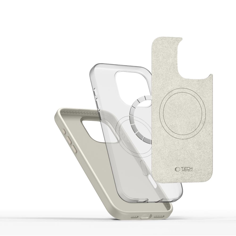Dėklas Tech-Protect Silicone Pure MagSafe iPhone 16 Pro, kreminės spalvos