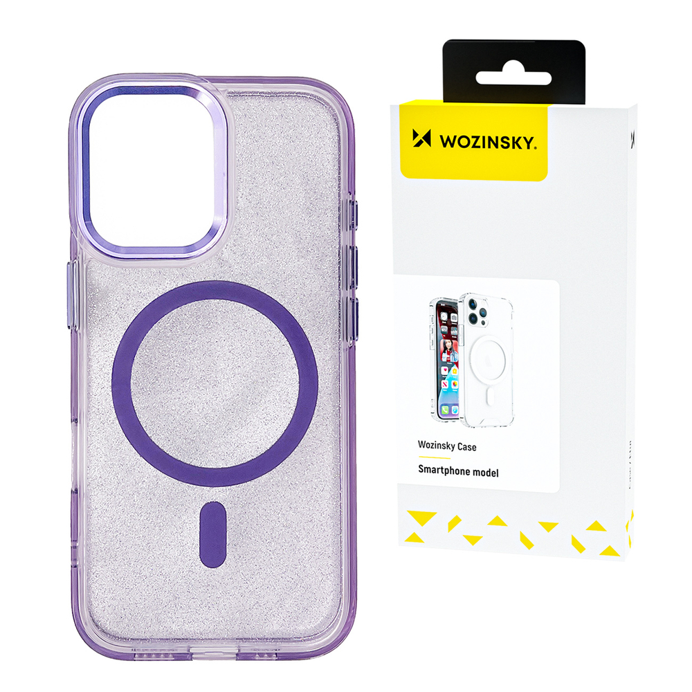 Wozinsky Glitter MagSafe dėklas S25 Ultra – violetinis
