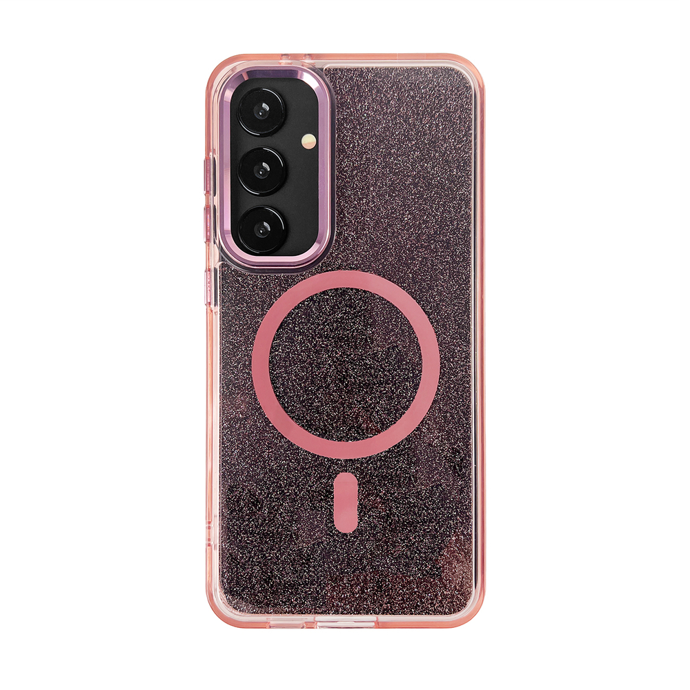 Wozinsky Glitter MagSafe dėklas Samsung Galaxy S24 FE – rožinis