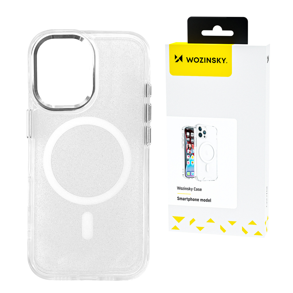 Wozinsky skaidrus MagSafe dėklas Samsung Galaxy S24 FE su blizgučiais