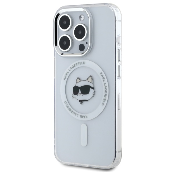 Karl Lagerfeld MagSafe dėklas iPhone 15 Pro – baltas