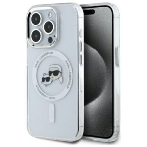 Karl Lagerfeld MagSafe dėklas iPhone 15 Pro – baltas
