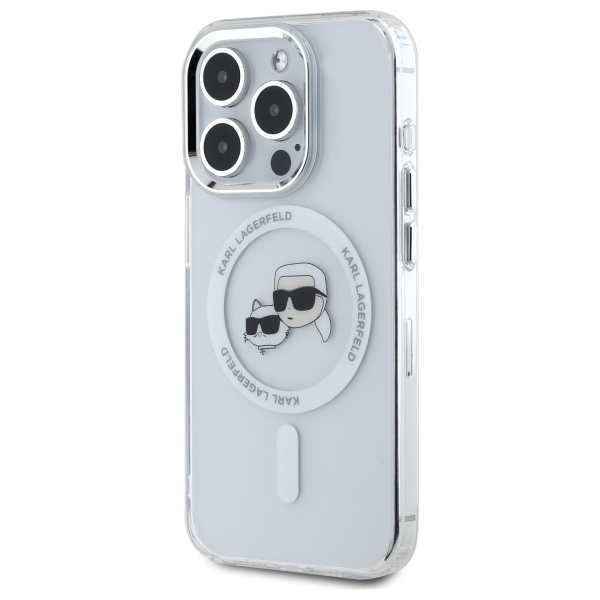 Karl Lagerfeld MagSafe dėklas iPhone 15 Pro – baltas