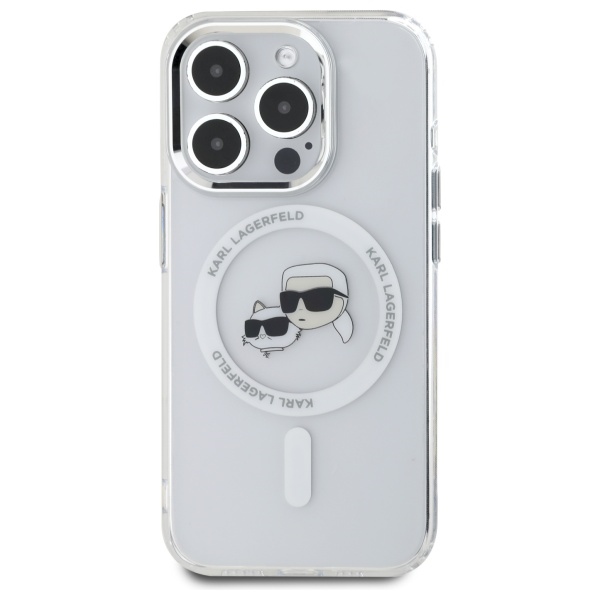 Karl Lagerfeld MagSafe dėklas iPhone 15 Pro – baltas