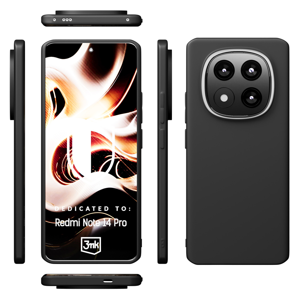 3mk matinis dėklas, skirtas Xiaomi Redmi Note 14 Pro – juodas